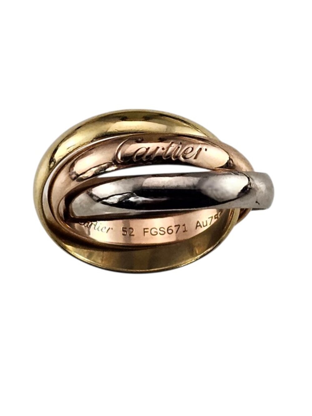 Cartier 18K Trinity Tricolor Rolling Band Ring Size 6 #24499